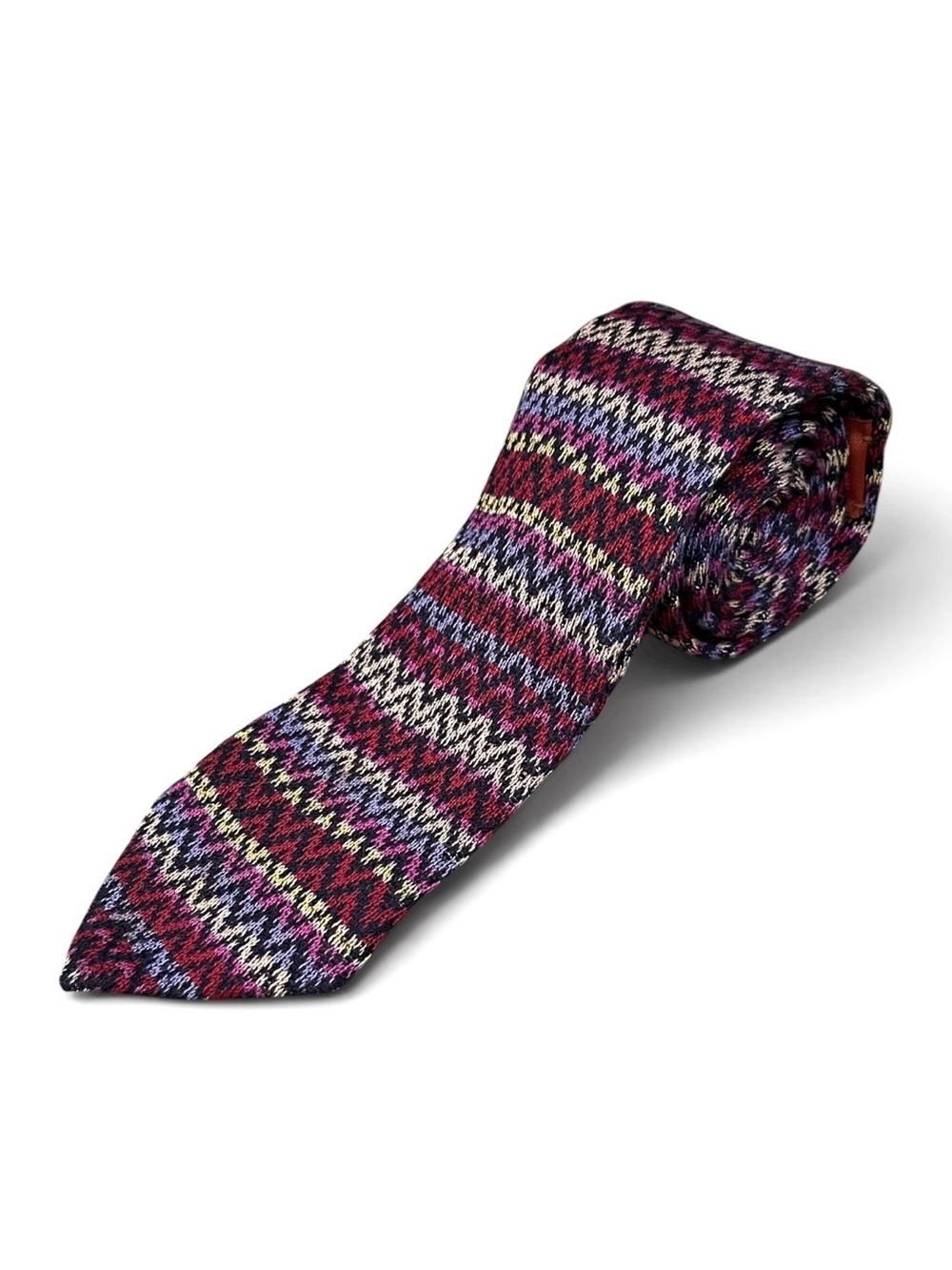 Missoni 100% Cotton Classic Zig Zag Crochet Knit Tie
